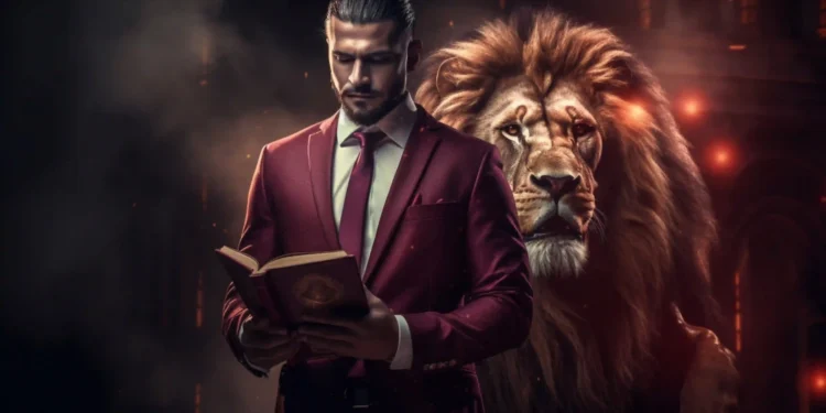 رجل برج الأسد يقرأ عن أفضل الأحجار المناسبة له